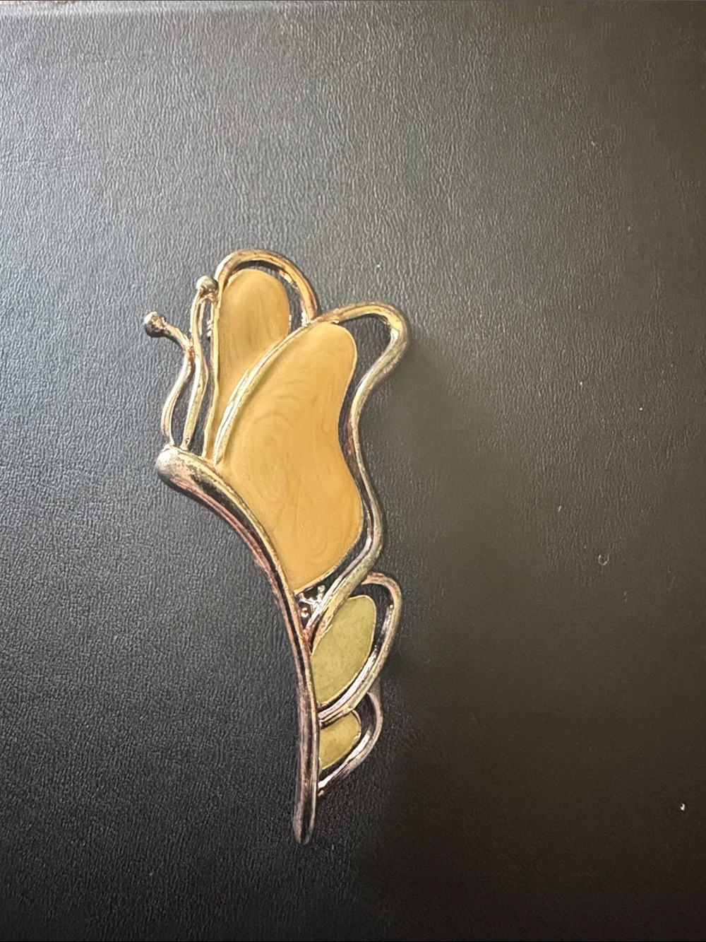 Gold-Tone Yellow Butterfly Wing Brooch - Women Accessories